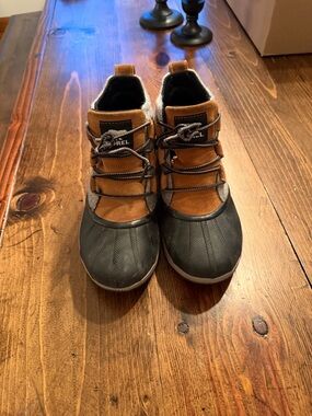 Sorel Brown and Black Duck Boots with Gray Accents